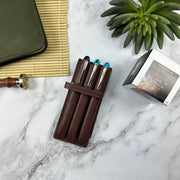 3 Pen Case: Antique Brown