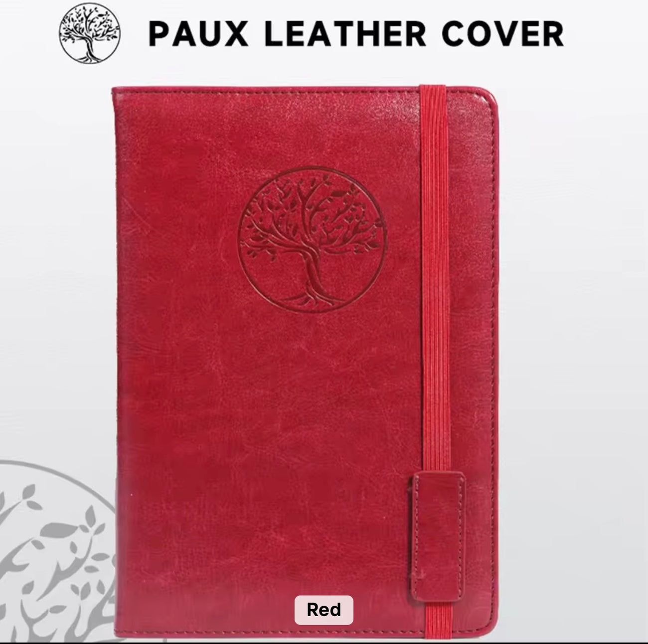 Tree of Life Faux Leather Journal Notebook — Red