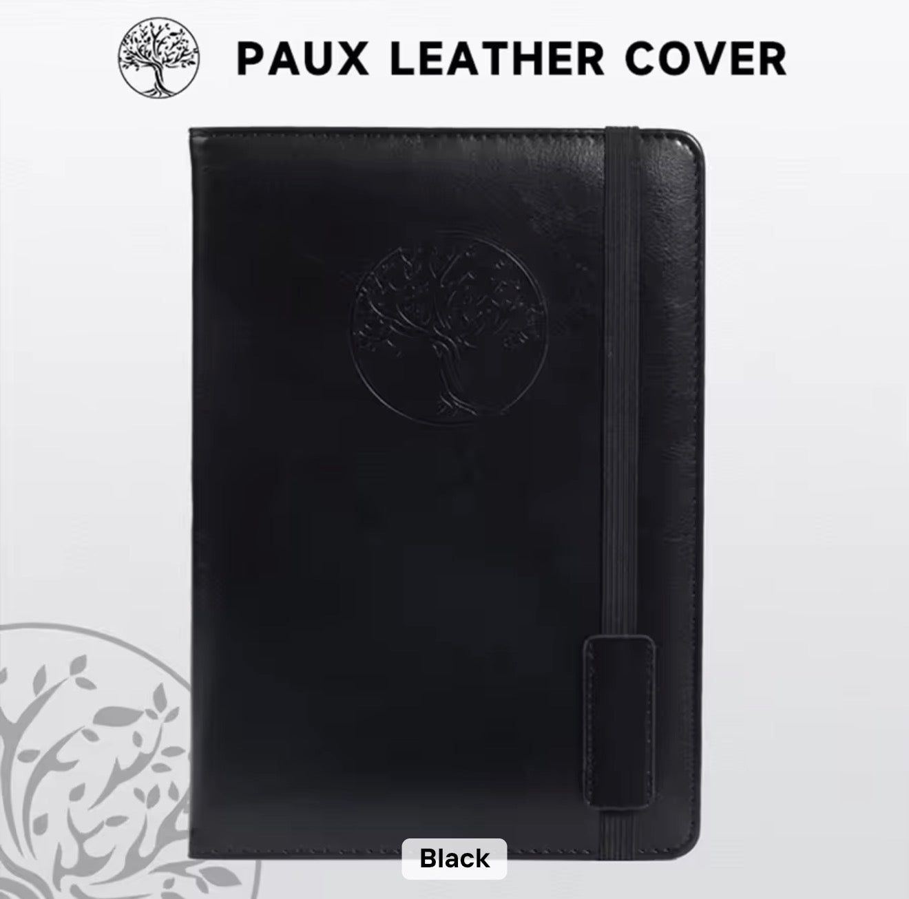 Tree of Life Faux Leather Journal Notebook — Black