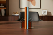 Bey-Berk Archer Clear & Orange Crystal Bookends