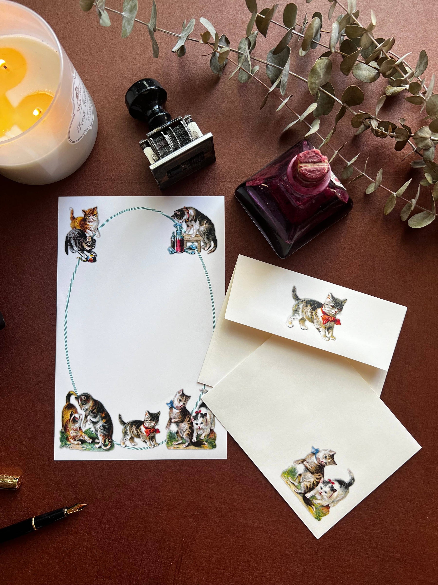 Laughing Elephant Kittens at Play Stationery & Letter Writing Set