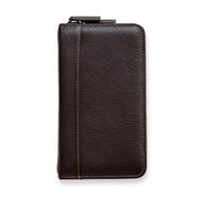 Levenger Bomber Jacket mocha full-grain leather pen case closed view