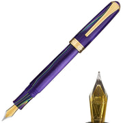 Levenger True Writer Classic Fountain Pen, Twilight Storm Purple, Medium Nib, Gold Trim