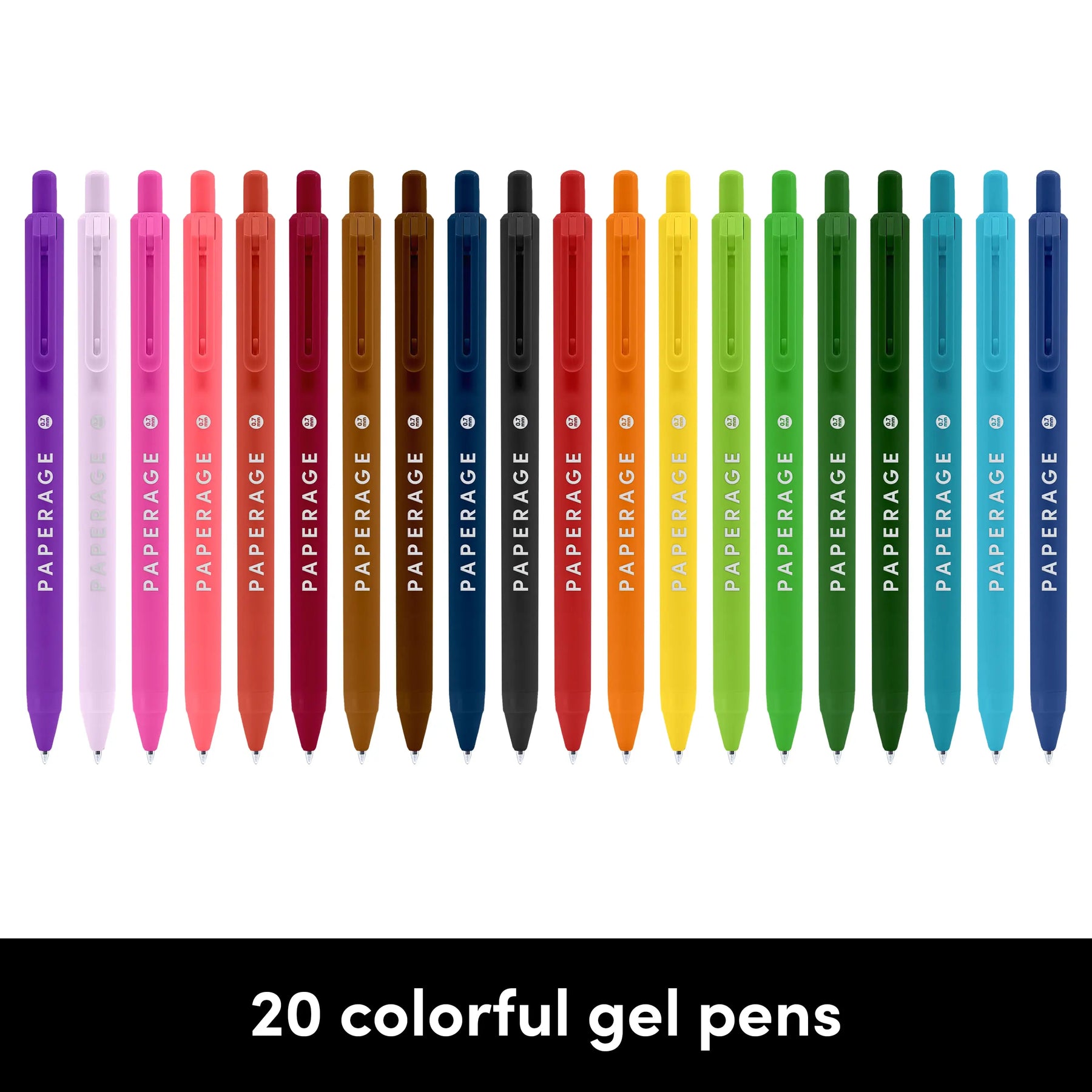 Paperage Retractable Gel Pens 20PK — Rainbow