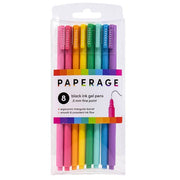 Paperage Fine Point Gel Pens 8PK — Black Ink, Assorted Barrels